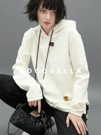 COCOBELLA Soft Polyester Stretch Loose Fit 3D Embellished Drawstring Street Hooded Hoodies