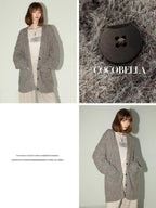 COCOBELLA Soft Relaxed Cable Button Midlength Knit Cardigan Women Acrylic Blend Sweater