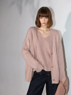 COCOBELLA Soft Sequin Lurex Straight Fit V Neck Pullover Women Knit Sweater