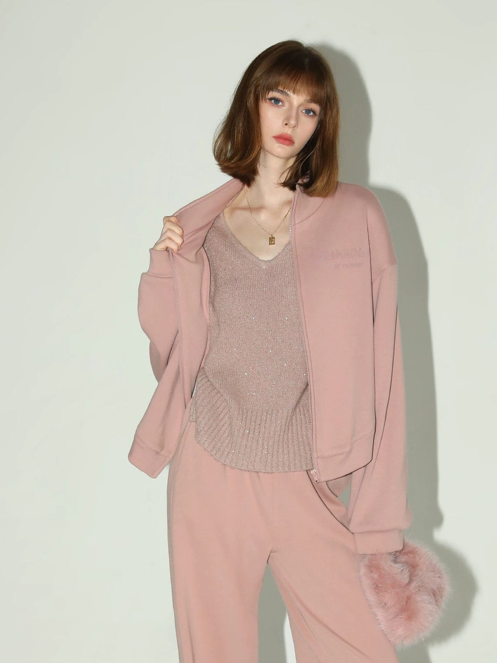 COCOBELLA Soft Sequin Lurex Straight Fit V Neck Pullover Women Knit Sweater