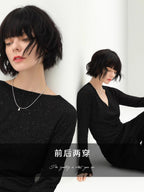 COCOBELLA_Soft_Sequin_Minimal_Commuter_Loose_V_Neck_Long_Sleeve_Knitted_Stretch_Shirts_MISSTT