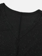 COCOBELLA Soft Sequin Minimal Commuter Loose V Neck Long Sleeve Knitted Stretch Shirts