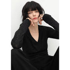 COCOBELLA_Soft_Sequin_Minimalist_Loose_Fit_Women_Office_V_Neck_Long_Sleeve_Black_T-Shirts_MISSTT