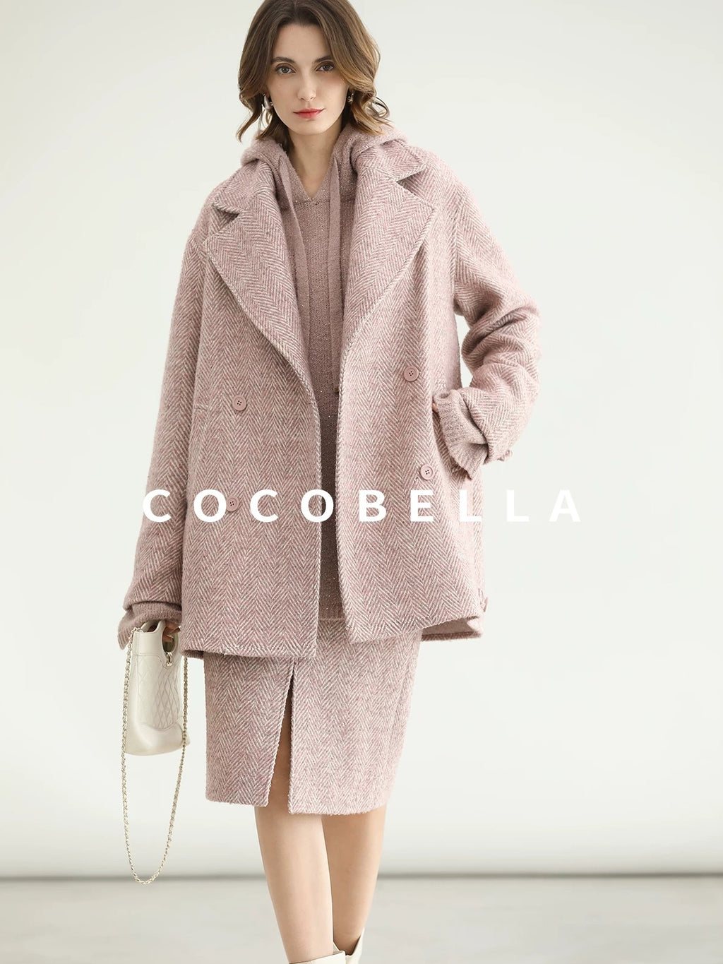 COCOBELLA Soft Sequin Shimmer Casual Loose Knit Hooded Women Honey Pink Pullover Sweater