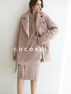 COCOBELLA Soft Sequin Shimmer Casual Loose Knit Hooded Women Honey Pink Pullover Sweater