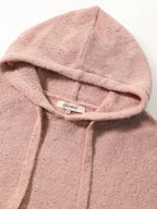 COCOBELLA Soft Sequin Shimmer Casual Loose Knit Hooded Women Honey Pink Pullover Sweater
