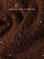 COCOBELLA Soft Sequined Caramel V Neck Commuter Classic Fit Knit Pullover Sweater