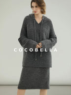 COCOBELLA Soft Sequined Lurex Hooded Pullover Commuter Knit Regular Fit Ladies Sweater