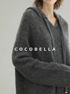 COCOBELLA Soft Sequined Lurex Hooded Pullover Commuter Knit Regular Fit Ladies Sweater