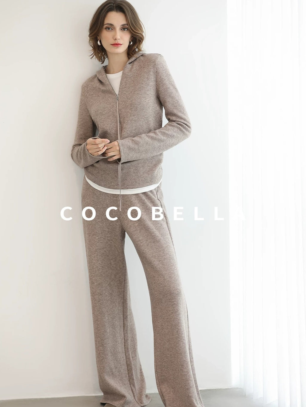 COCOBELLA Soft Shimmer Hooded Straight Fit Casual Women Viscose Blend Zip Knit Sweater