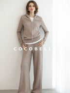 COCOBELLA Soft Shimmer Hooded Straight Fit Casual Women Viscose Blend Zip Knit Sweater