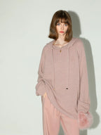 COCOBELLA Soft Shimmer Sequin Hooded Loose Fit Sweet Womens Cozy Pullover Sweater