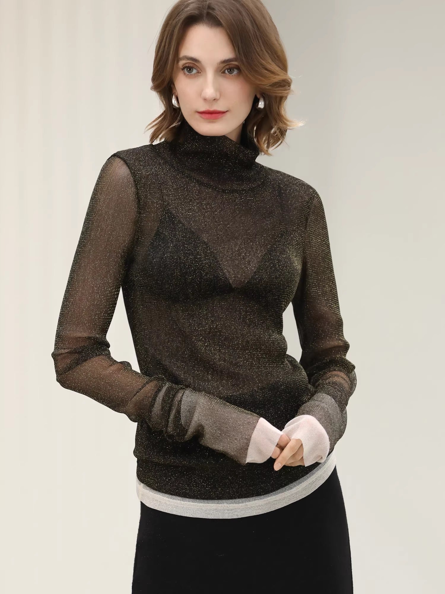 COCOBELLA_Soft_Slim_Minimalist_Lurex_Layered_Patchwork_High_Neck_Women_Long_Sleeve_T-Shirts_MISSTT