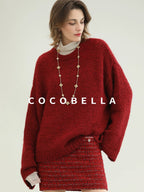 COCOBELLA Soft Slim Minimalist Lurex Layered Patchwork High Neck Women Long Sleeve T-Shirts