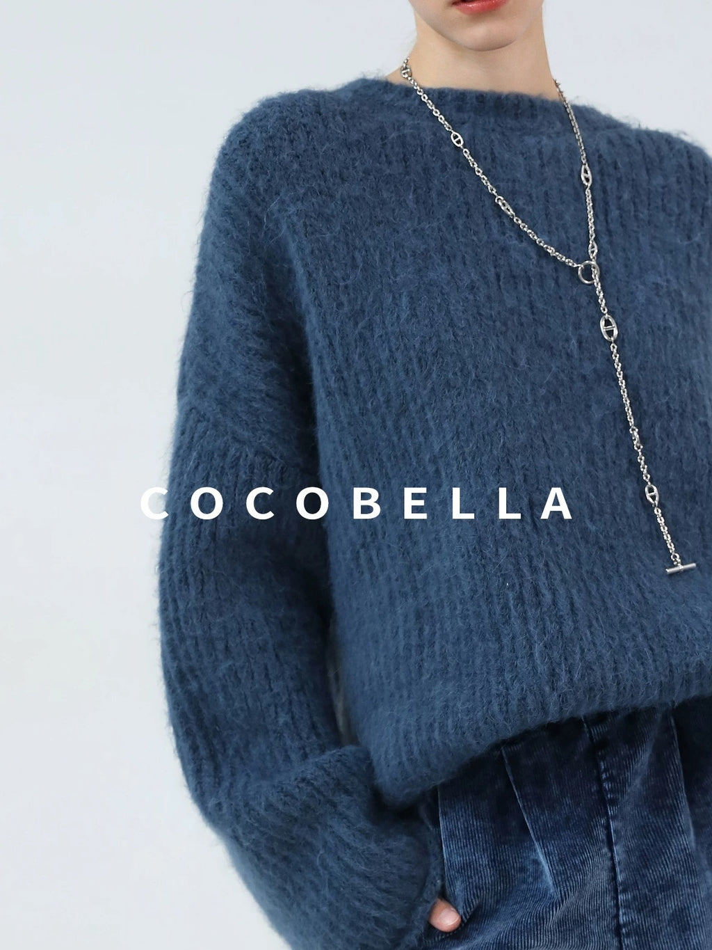 COCOBELLA Soft Slouchy Vintage Commuter Crewneck Women Acrylic Blend Sweater