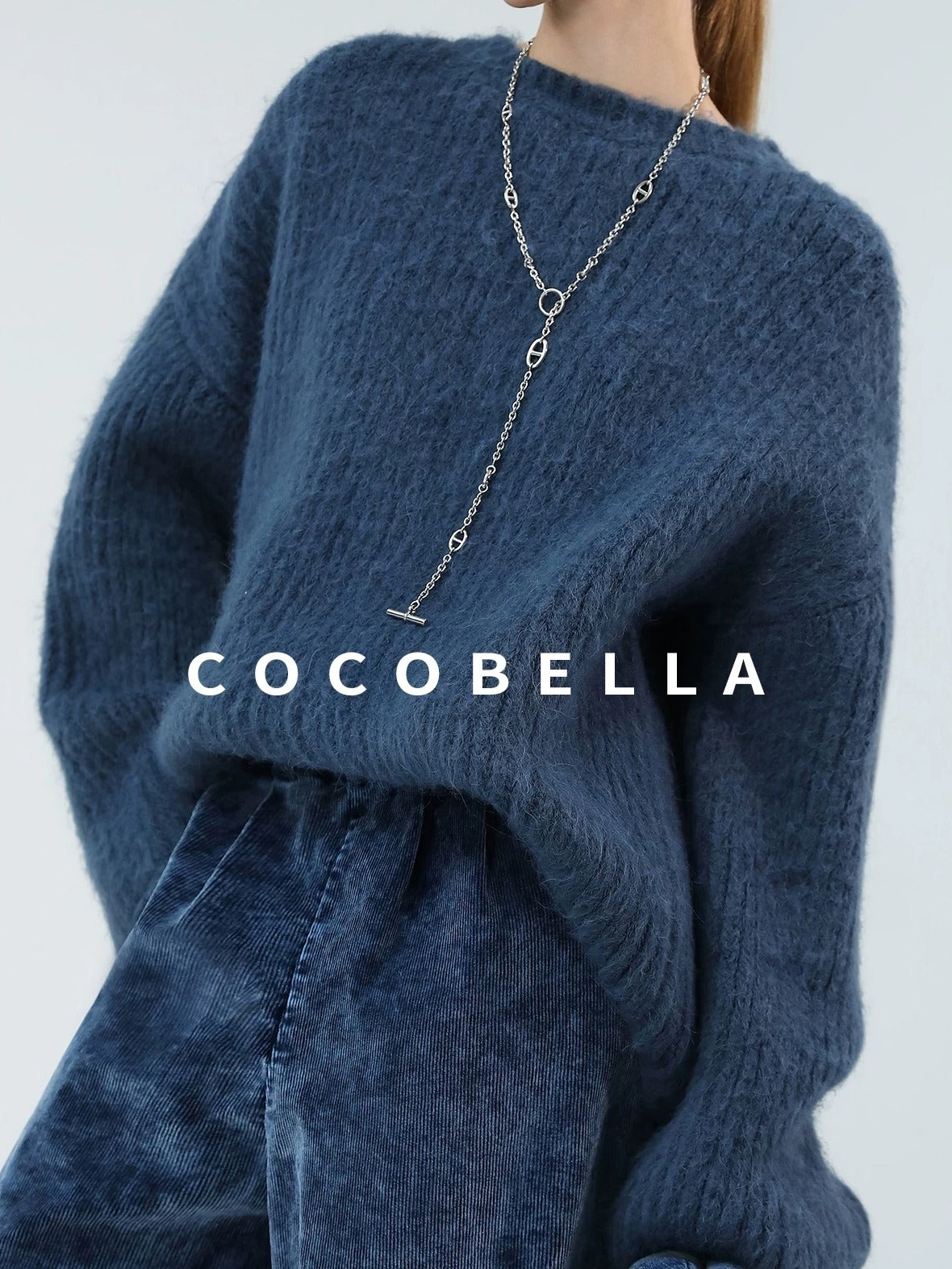 COCOBELLA Soft Slouchy Vintage Commuter Crewneck Women Acrylic Blend Sweater