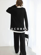COCOBELLA Soft Sparkle Knit Oversized Midlength Longsleeve Zip Pullover Women Work Sweater
