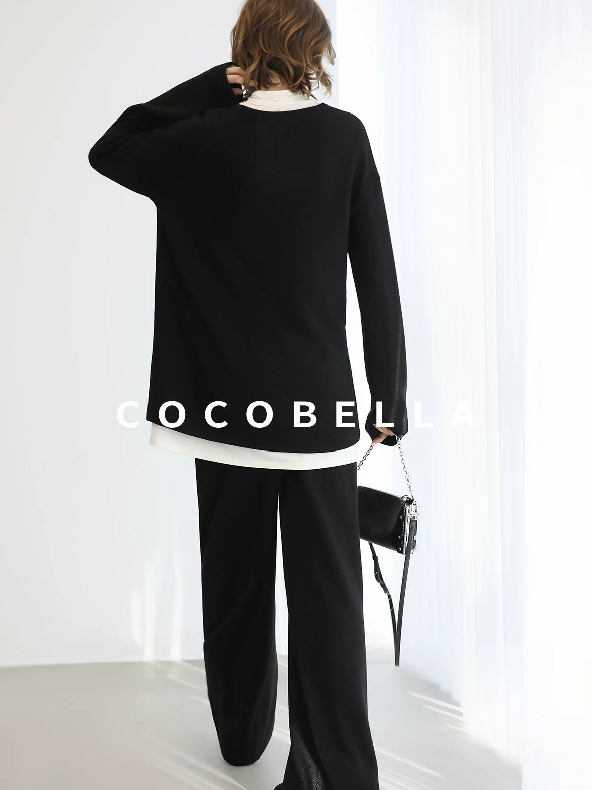 COCOBELLA Soft Sparkle Knit Oversized Midlength Longsleeve Zip Pullover Women Work Sweater