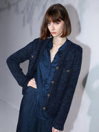COCOBELLA Soft Sparkle V Neck Straight Cut Commuter Cardigan Womens Blue Sweater
