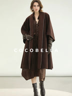 COCOBELLA Soft Stretch Foil V Neck Vintage A Line Ruffle Lace Tie Waist Dresses