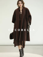 COCOBELLA Soft Stretch Foil V Neck Vintage A Line Ruffle Lace Tie Waist Dresses