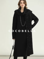 COCOBELLA Soft Stretch Knit V Neck H Silhouette City Commuter Wool Blend Dresses