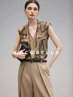 COCOBELLA Soft Stretch Polyester Wide Leg Natural Waist Ol Workwear Solid Relaxed Pants