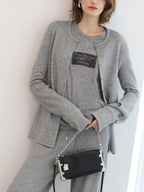 COCOBELLA Soft Thick Asymmetric Button Cardigan Commuter Office Fit Women Knit Sweater