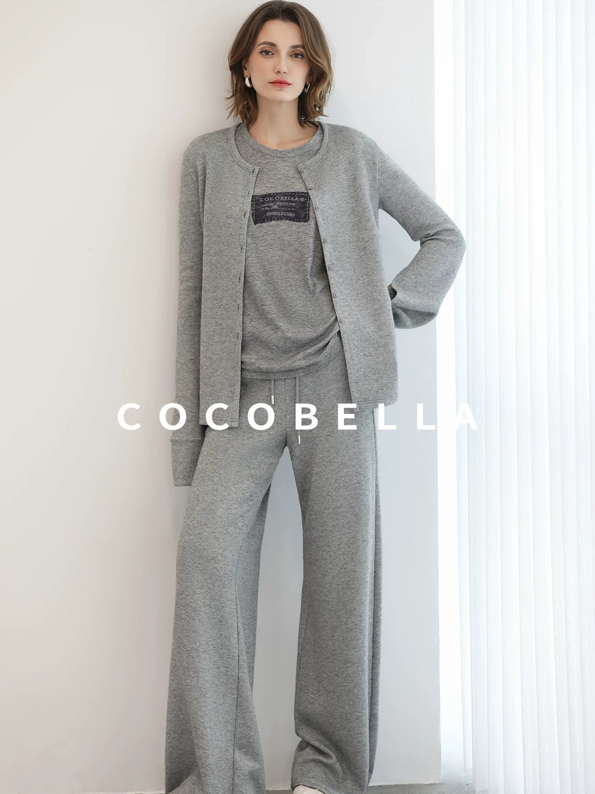 COCOBELLA Soft Thick Asymmetric Button Cardigan Commuter Office Fit Women Knit Sweater