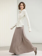 COCOBELLA Soft Thick Asymmetric Button Cardigan Office Round Neck Long Sleeve Shirts