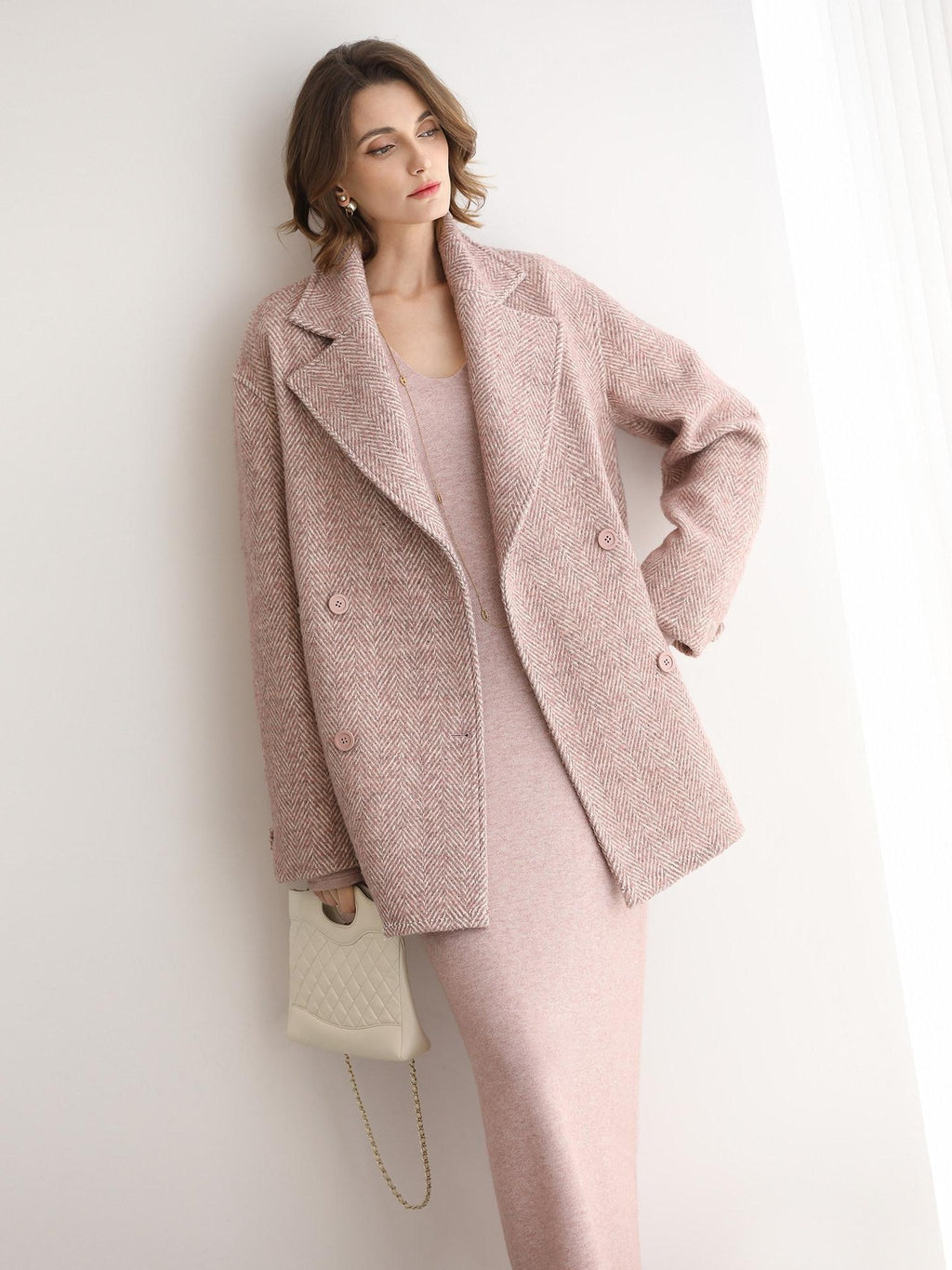 COCOBELLA Soft Thick Knit Straight Fit V Neck Long Sleeve Pullover Office Knit Dresses