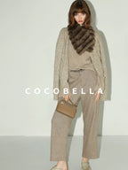 COCOBELLA Soft V Neck Knit Straight Fit Bell Sleeve Workwear Women Wool Blend Sweater