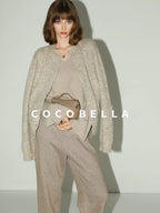 COCOBELLA Soft V Neck Knit Straight Fit Bell Sleeve Workwear Women Wool Blend Sweater