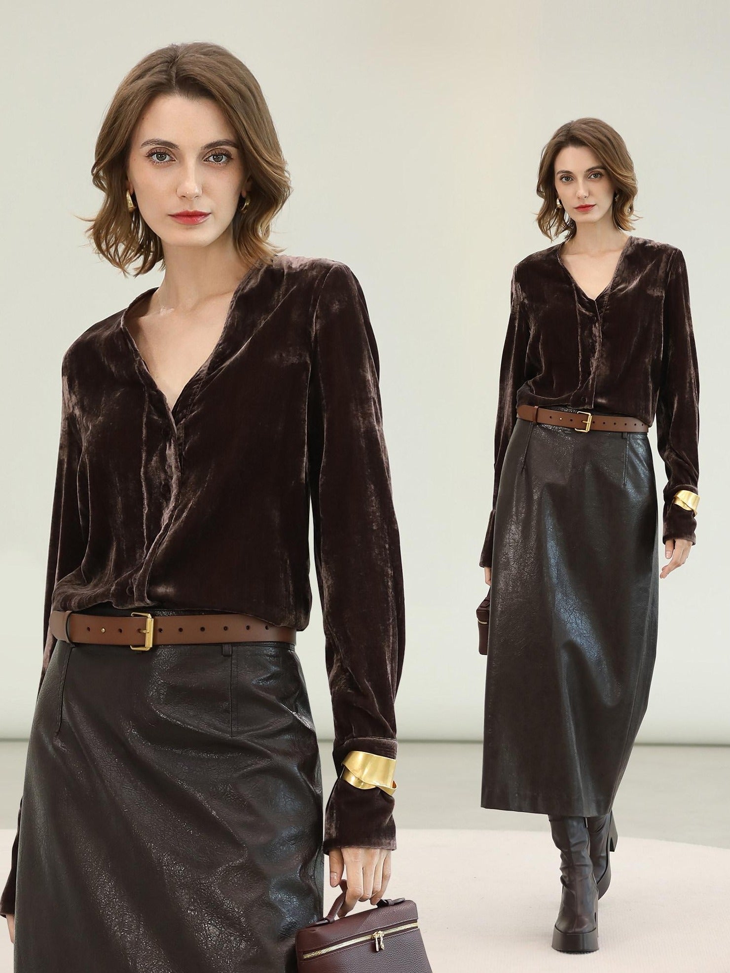 COCOBELLA Soft Viscose Amber Sheen Vintage Commuter Straight V Neck Women Office Shirts