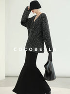 COCOBELLA Soft Viscose Anti Static Elegant Slim V Neck Long Sleeve Women Knit Shirts