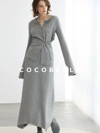 COCOBELLA Soft Viscose Blend Asymmetric Cardigan Women Office Long Sleeve Mist Gray Shirts