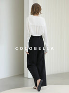 COCOBELLA Soft Viscose Blend Loose Fit V Neck Long Sleeve Button Topstitch Women T-Shirts