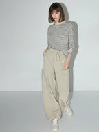 COCOBELLA Soft Viscose Nylon Blend Pocket Cargo Wide Leg Natural Waist Women Khaki Pants