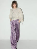 COCOBELLA Soft Viscose Ruched Asymmetric Jacquard Loose Fit Women Long Sleeve T-Shirts