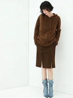 COCOBELLA Soft Warm Knit Casual Straight Fit Hooded Pocket Women Knit Pullover Sweater