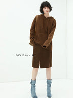 COCOBELLA Soft Warm Knit Casual Straight Fit Hooded Pocket Women Knit Pullover Sweater