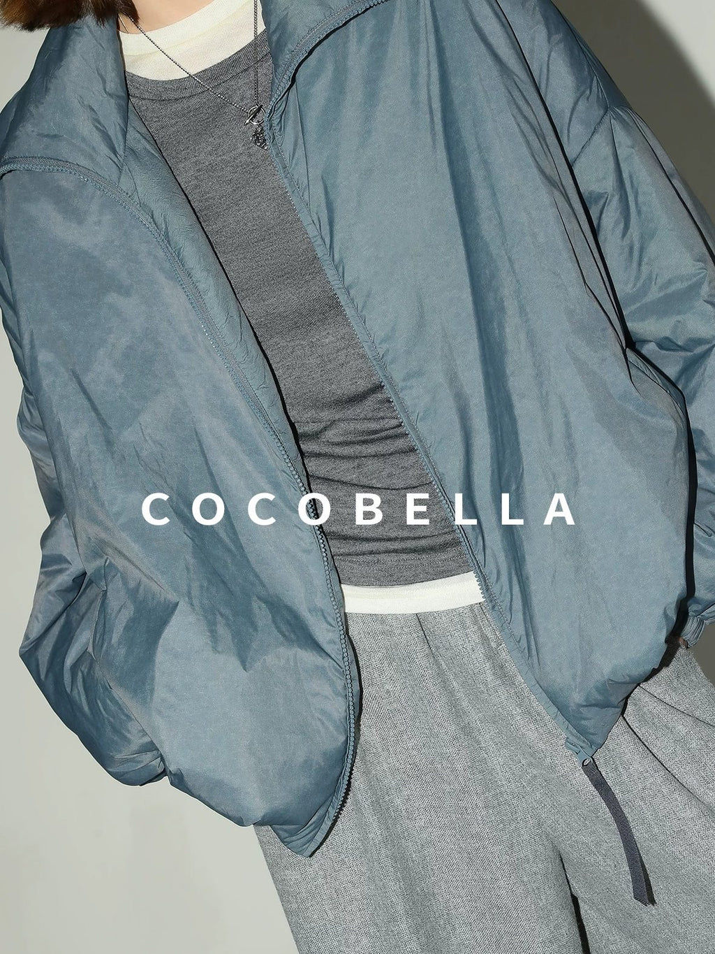 COCOBELLA Soft Wool Blend Colorblock Crewneck Straight Commuter Letter Long Sleeve Shirts