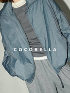 COCOBELLA Soft Wool Blend Colorblock Crewneck Straight Commuter Letter Long Sleeve Shirts