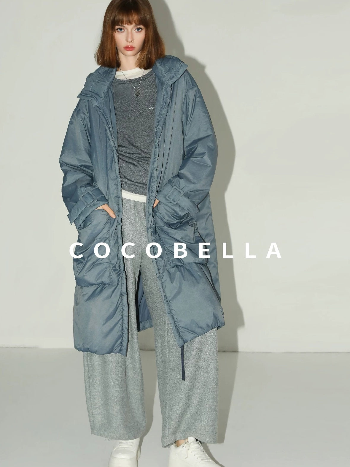COCOBELLA Soft Wool Blend Colorblock Crewneck Straight Commuter Letter Long Sleeve Shirts