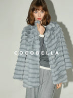 COCOBELLA Soft Wool Blend Colorblock Crewneck Straight Commuter Letter Long Sleeve Shirts