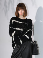 COCOBELLA Soft Wool Blend Loose Fit Boucle Inspired Textured Striped Knit Women Sweater