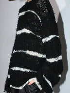 COCOBELLA Soft Wool Blend Loose Fit Boucle Inspired Textured Striped Knit Women Sweater