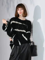 COCOBELLA Soft Wool Blend Loose Fit Boucle Inspired Textured Striped Knit Women Sweater