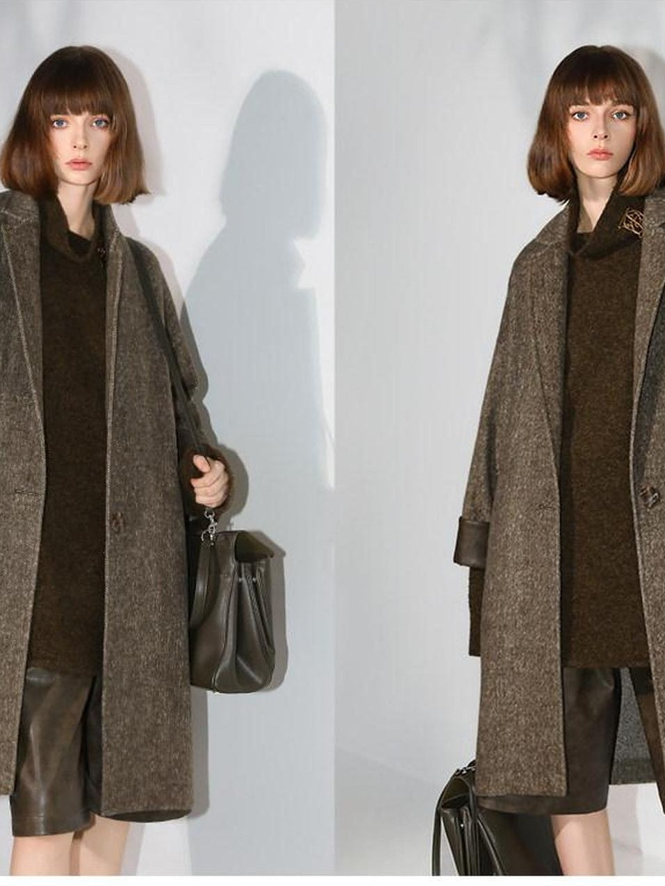 COCOBELLA Soft Wool Blend Straight Fit Single Button Patch Pocket Chic Workwear Coats