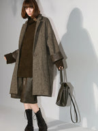 COCOBELLA Soft Wool Blend Straight Fit Single Button Patch Pocket Chic Workwear Coats